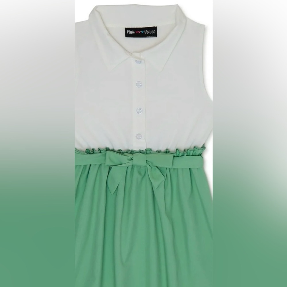 Pink Velvet Girls’ Button Down Tie Front Dress
